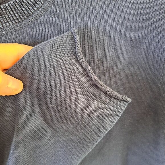 Banana Republic Women's Small Navy Blue Silk Cotton Pullover Sweater Rolled Rem - Picture 3 of 7